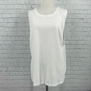 Fabletics Basic Yoga Workout Gym Large Armpits White Simple Tank Top XL